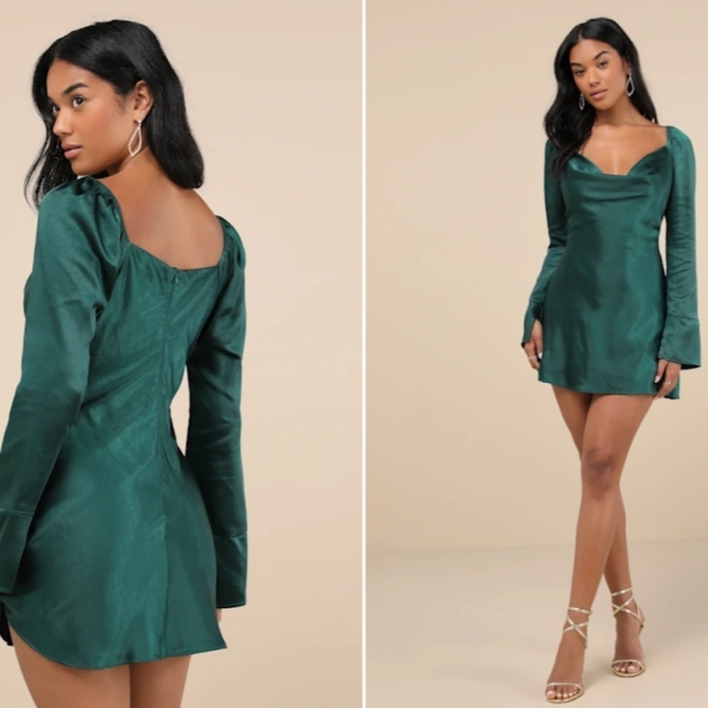LULUS Sexy Wedding Prom Formal Event Classy Holidays Chic Satin Mini Dress - Picture 4 of 5